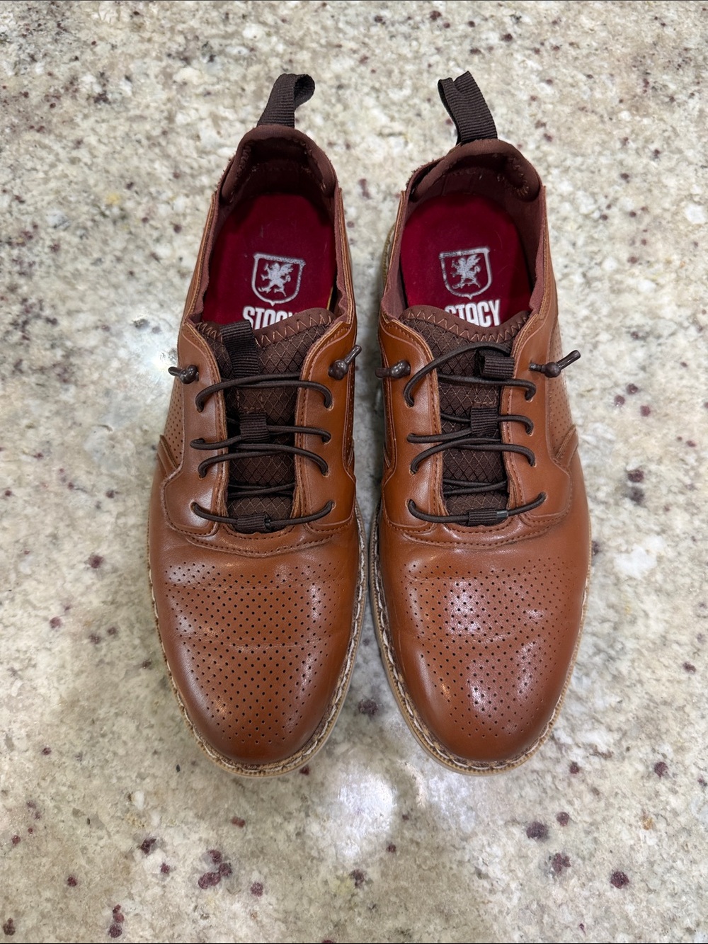 Stacy Adams Cognac Perforated Leather Slip-On Sneakers